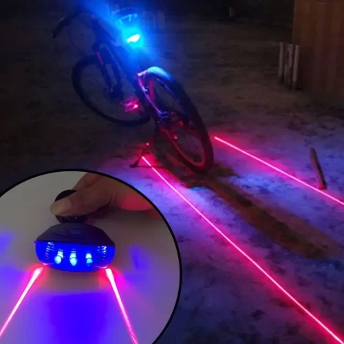 Cycling Mountain Bike Safety Warning Light Bicycle Laser Taillight 5 Led Parallel - Image 2