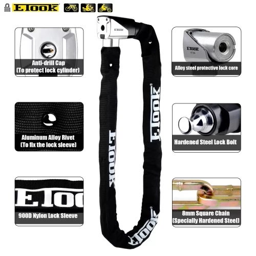 ETOOK Bicycle Lock MTB Road Bike Lock Anti Theft Heavy Duty Safety Anti-Theft Chain Lock for Motorcycle Scooter Bike Accessories - Image 5