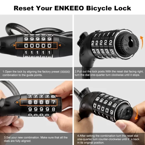 5 Digit Code Bicycle Lock, 1200mm * 12mm, Anti-theft, Bike Security Accessory, Steel Cable, Cycling - Image 5