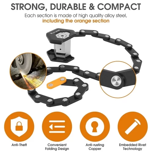 WEST BIKING Foldable Bicycle Lock MTB Road Bike Hamburg Lock High Security Anti-Theft Electric Scooter E-Bike Cycling Chain Lock - Image 3