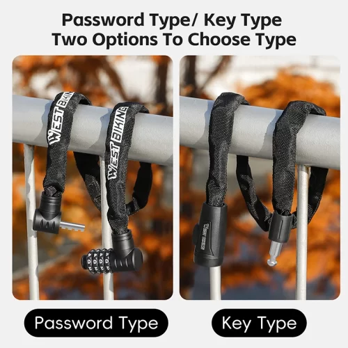 Bicycle Chain Lock Anti-theft Password/Key Bike Lock Rustproof Chain Lock - Image 6