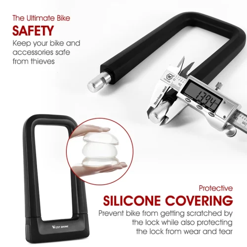 WEST BIKING Bicycle U Lock Anti-theft Alloy Steel MTB Road Bike Wheel Lock Safety Motorcycle Cycling Cable Lock Bike Accessories - Image 3