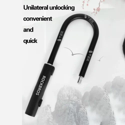 ROCKBROS Chinese Style Bicycle Locks U Shape Electric Scooter Padlock Anti-theft Bike Lock Cable Set MTB Road Bike Accessories - Image 2