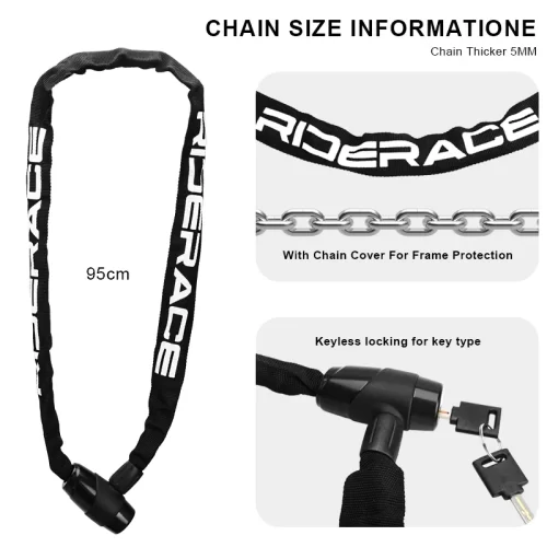 Bicycle Chain Lock Portable Anti-theft Security Lock With 2 Keys - Image 2