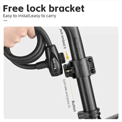 WEST BIKING Anti-freeze Bike Cable Lock 1.2/1.5m Thicken Anti-theft Safety Lock Portable Bicycle Lock MTB Road Bike Accessories - Image 5