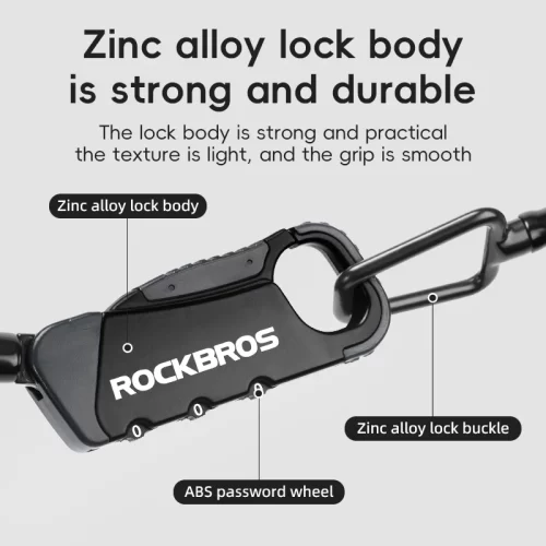 ROCKBROS Zinc Alloy Helmet Lock Road Bicycle Electric Motorcycle Helmet Password Lock Suitcase Riding ABS Anti Theft Lock - Image 4