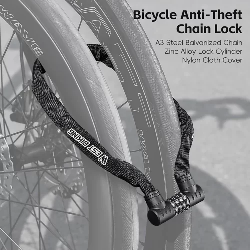 Bicycle Chain Lock Anti-theft Password/Key Bike Lock Rustproof Chain Lock - Image 5