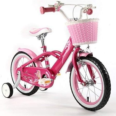 RoyalBaby pink mermaid girl’s kids children bike in size 16” with stabilisers.
