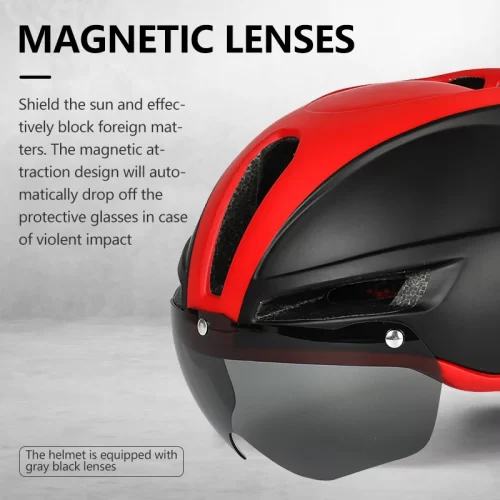 Mountain Bike Helmet Adult With LED Charging Taillight Goggles - Image 3