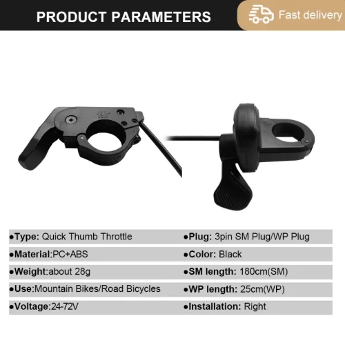 eBike Thumb Throttlen 3Pin Left Right 24V-72V - Image 2