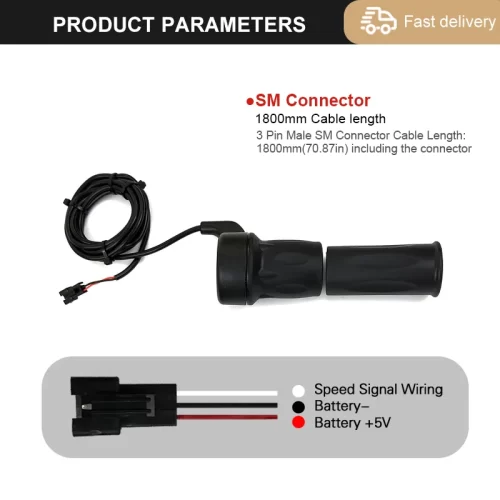WUXING 20X76X Electric Bicycle Half Twist Throttle 3pin SM Waterproof Plug Connector Electric Scooter - Image 3