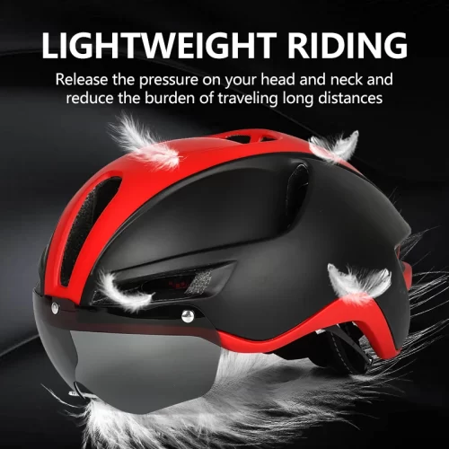 Mountain Bike Helmet Adult With LED Charging Taillight Goggles - Image 2