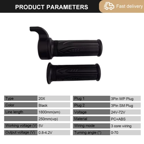 eBike 20X Full Twist throttle Right Hand 12V-72V 3pin - Image 2