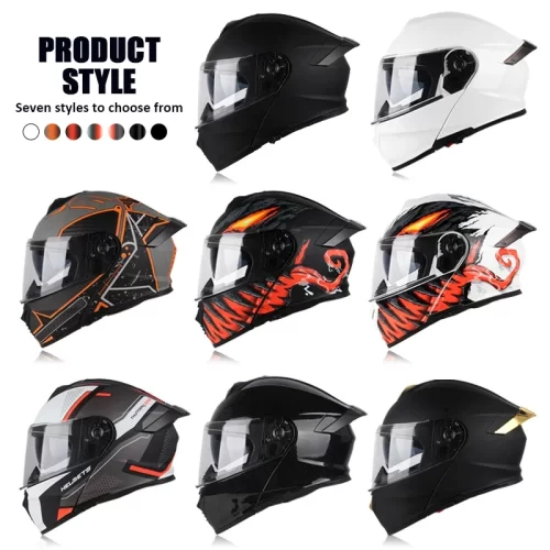 Full Face Flip Up Motorcycle Helmet Double Sun Visor - Image 3