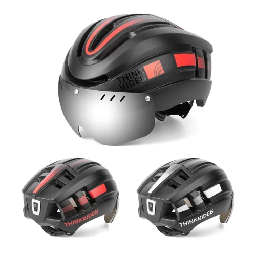 Road / MTB Helmet With Magnetic Goggles and Taillight - Image 6