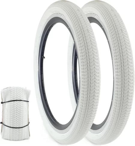 2 PACK White Black 20 Inch Bicycle Tires 20 x 2.125 Bike