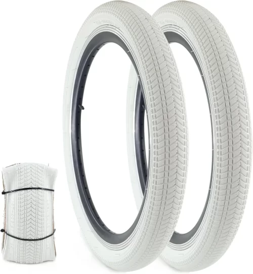 2 PACK White Black 20 Inch Bicycle Tires 20 x 2.125 Bike