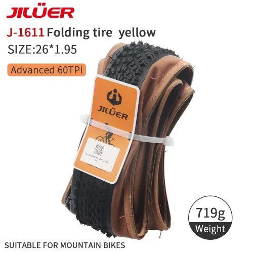 Foldable Tire 26X1.95/27.5X2.1/27.5X2.0/29X2.2 Black/Yellow 60TP - Image 2