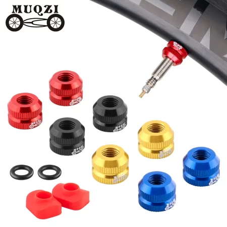 2 Pcs Multicolored Aluminum Rim Valve nut & Presta Valves